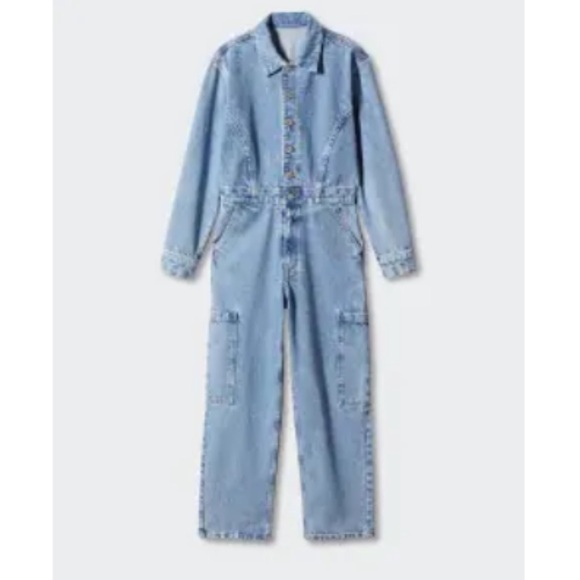 Mango Light Blue Denim Jumpsuit - Picture 1 of 6